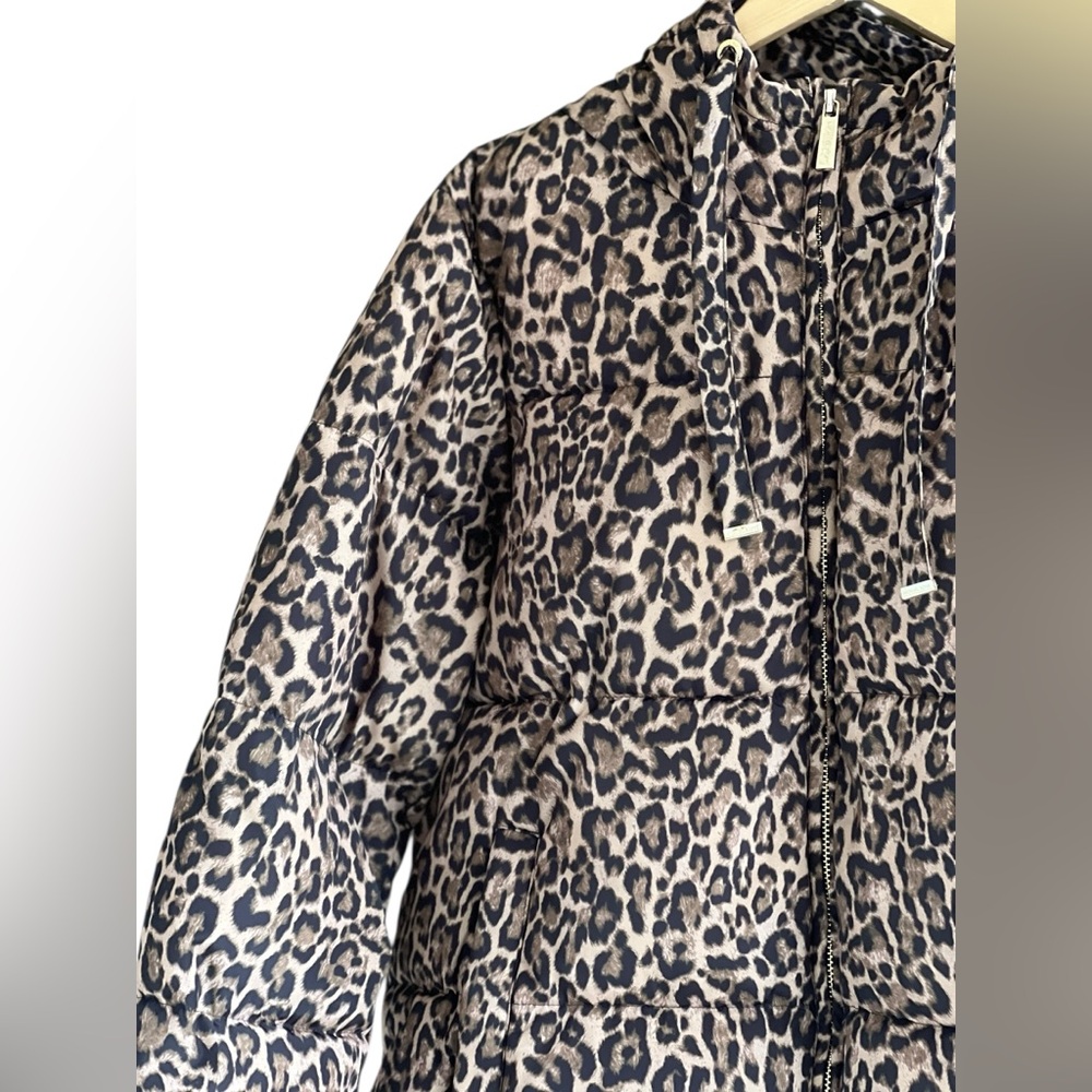 Michael Kors Leopard Print Women's Hooded Coat In Size M - Picture 6 of 16